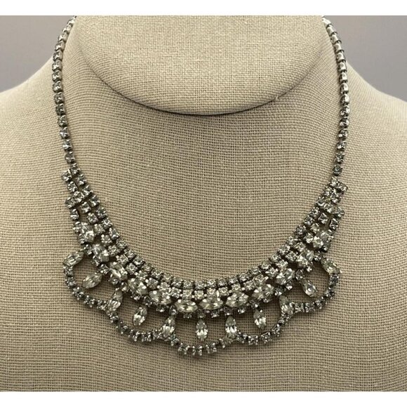 SPARKLY!!! Vintage Estate Rhinestone Jewelry Set Bracelet, NecklaceEarrings - Picture 4 of 7